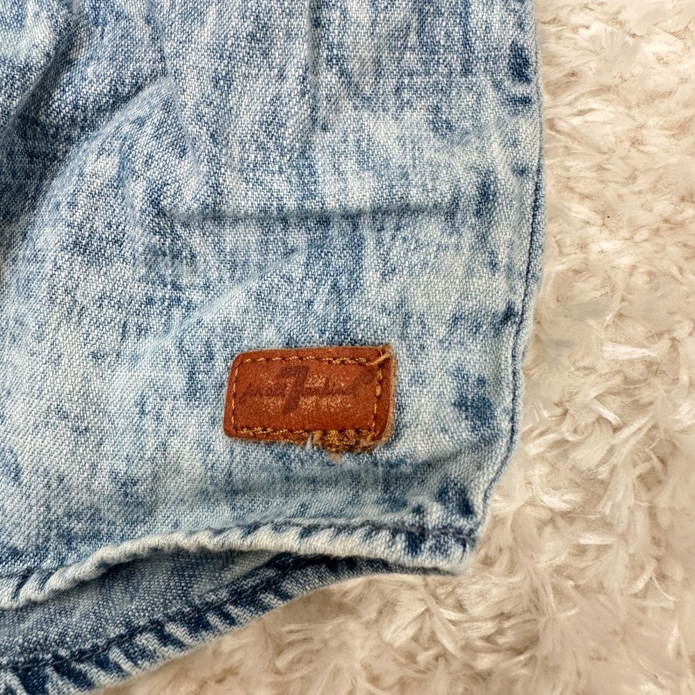 7 For All Mankind 12M Baby Boy's Denim Button Shirt Hoodie Casual Preppy - Picture 3 of 12